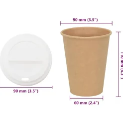 vidaXL Restauración-Vasos de café de papel con tapa 1000 uds 12oz 300ml