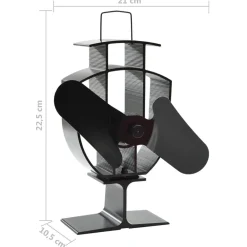 vidaXL Accesorios Para Hornos De Leña Y Chimeneas-Ventilador de estufa accionado por calor 2 aspas negro