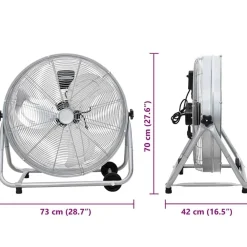vidaXL Ventilador de tambor Plateado 73 x 42 x 70 cm Aluminio Outlet