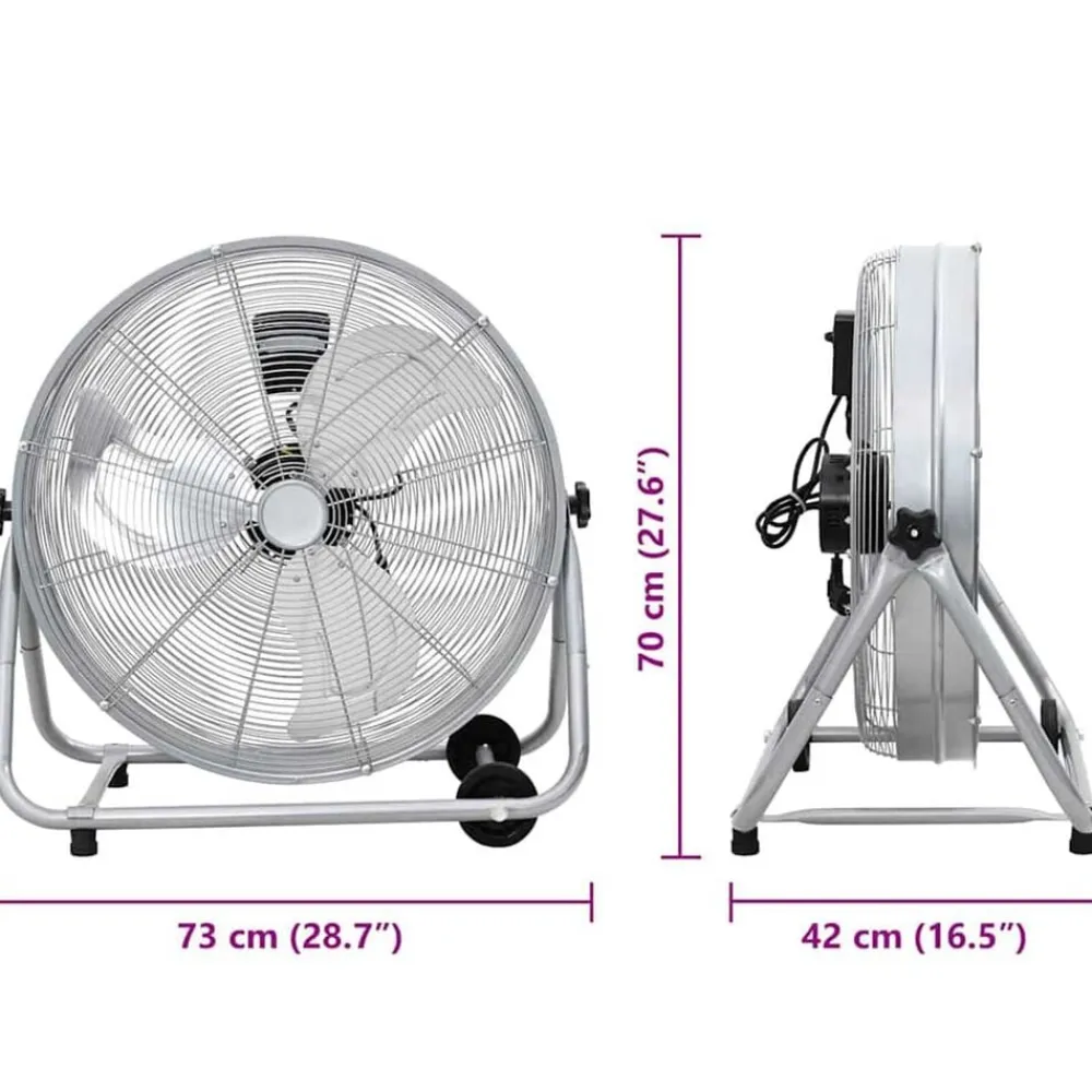 vidaXL Ventilador de tambor Plateado 73 x 42 x 70 cm Aluminio Outlet