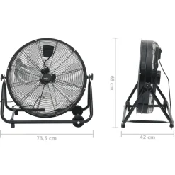 vidaXL Ventilador de tambor industrial negro 60 cm 172,5 W