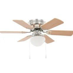 vidaXL Ventilador de techo adornado con lámpara 82 cm marrón claro Marr&oacute;n claro Outlet