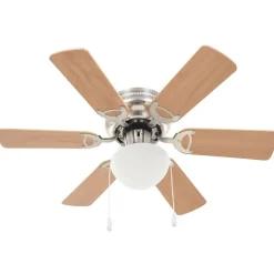 vidaXL Ventilador de techo adornado con lámpara 82 cm marrón claro Marr&oacute;n claro Outlet