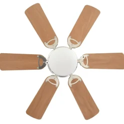 vidaXL Ventilador de techo adornado con lámpara 82 cm marrón claro Marr&oacute;n claro Outlet