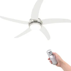 vidaXL Ventilador de techo adornado con lámpara 128 cm Blanco