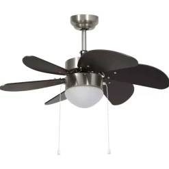 vidaXL Electrodomésticos-Ventilador de techo con lámpara marrón oscuro 76 cm