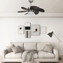 vidaXL Electrodomésticos-Ventilador de techo con lámpara marrón oscuro 76 cm