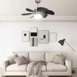 vidaXL Electrodomésticos-Ventilador de techo con lámpara marrón oscuro 76 cm