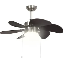 vidaXL Electrodomésticos-Ventilador de techo con lámpara marrón oscuro 76 cm