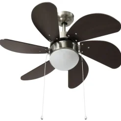 vidaXL Electrodomésticos-Ventilador de techo con lámpara marrón oscuro 76 cm