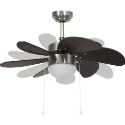 vidaXL Electrodomésticos-Ventilador de techo con lámpara marrón oscuro 76 cm
