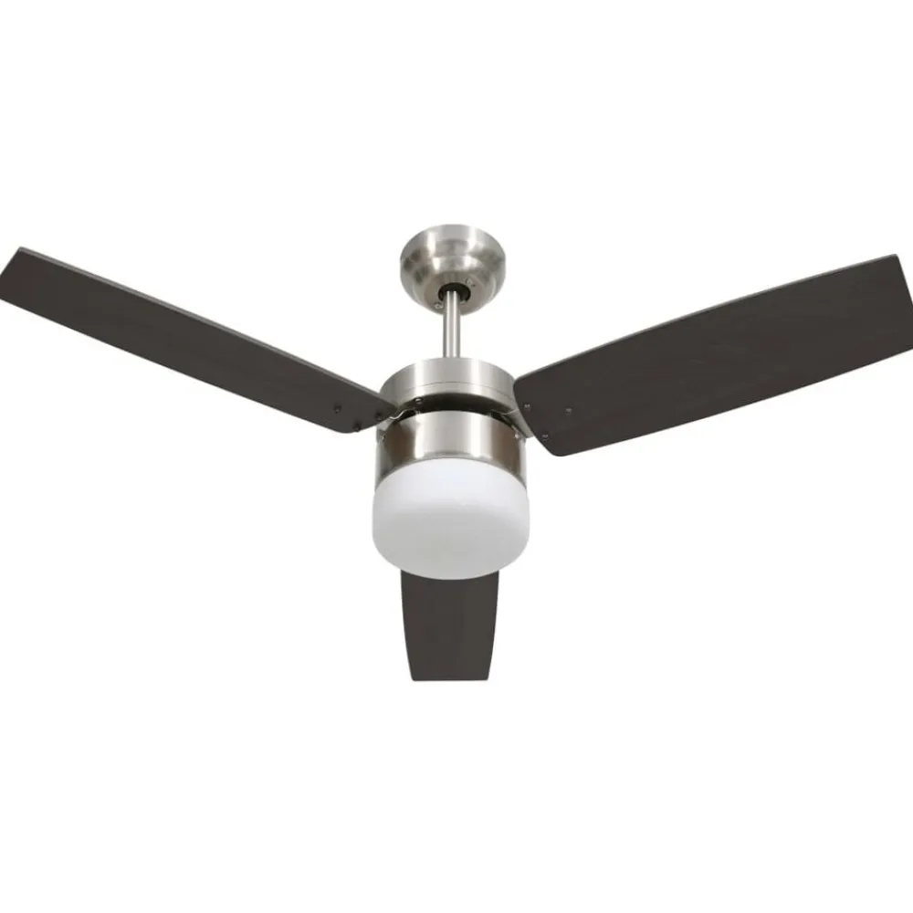 vidaXL Ventilador de techo con luz con mando marrón oscuro 108 cm Marrón oscuro Online