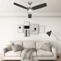 vidaXL Ventilador de techo con luz con mando marrón oscuro 108 cm Marr&oacute;n oscuro Online