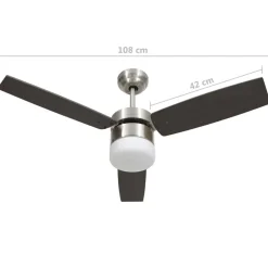vidaXL Ventilador de techo con luz con mando marrón oscuro 108 cm Marrón oscuro Online