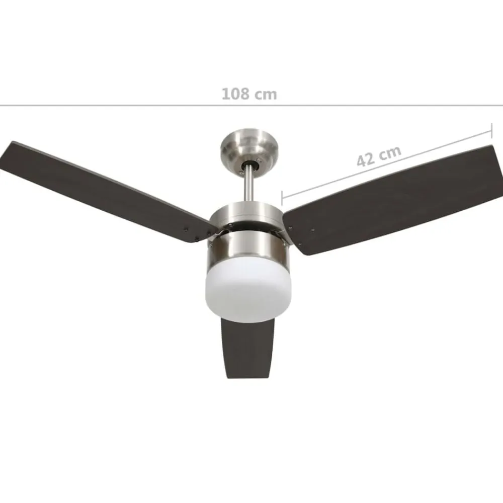 vidaXL Ventilador de techo con luz con mando marrón oscuro 108 cm Marrón oscuro Online