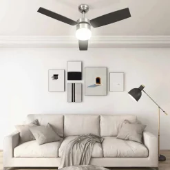 vidaXL Ventilador de techo con luz con mando marrón oscuro 108 cm Marrón oscuro Online