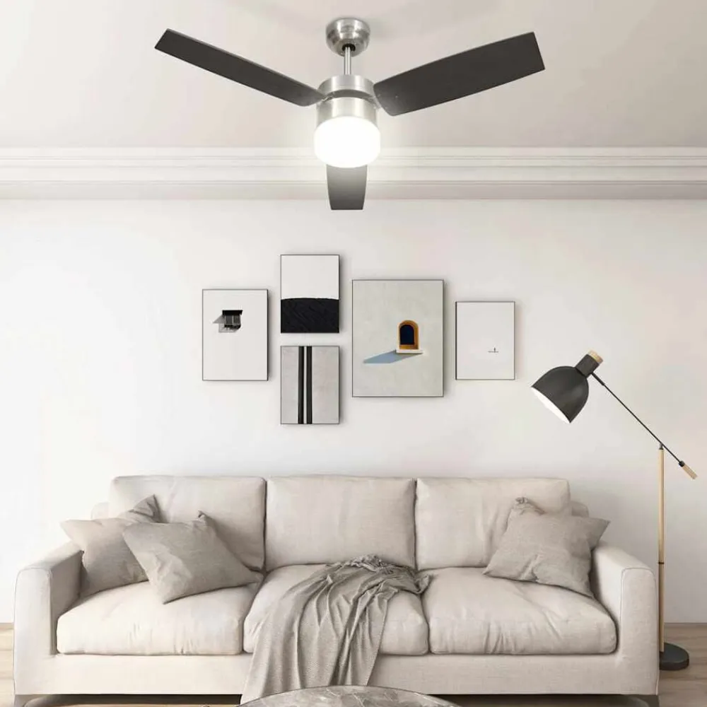 vidaXL Ventilador de techo con luz con mando marrón oscuro 108 cm Marrón oscuro Online