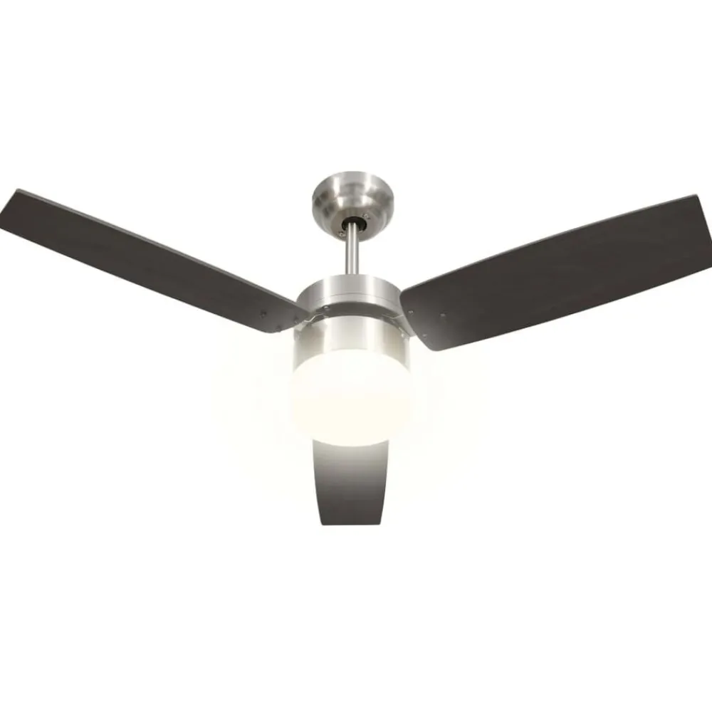 vidaXL Ventilador de techo con luz con mando marrón oscuro 108 cm Marrón oscuro Online