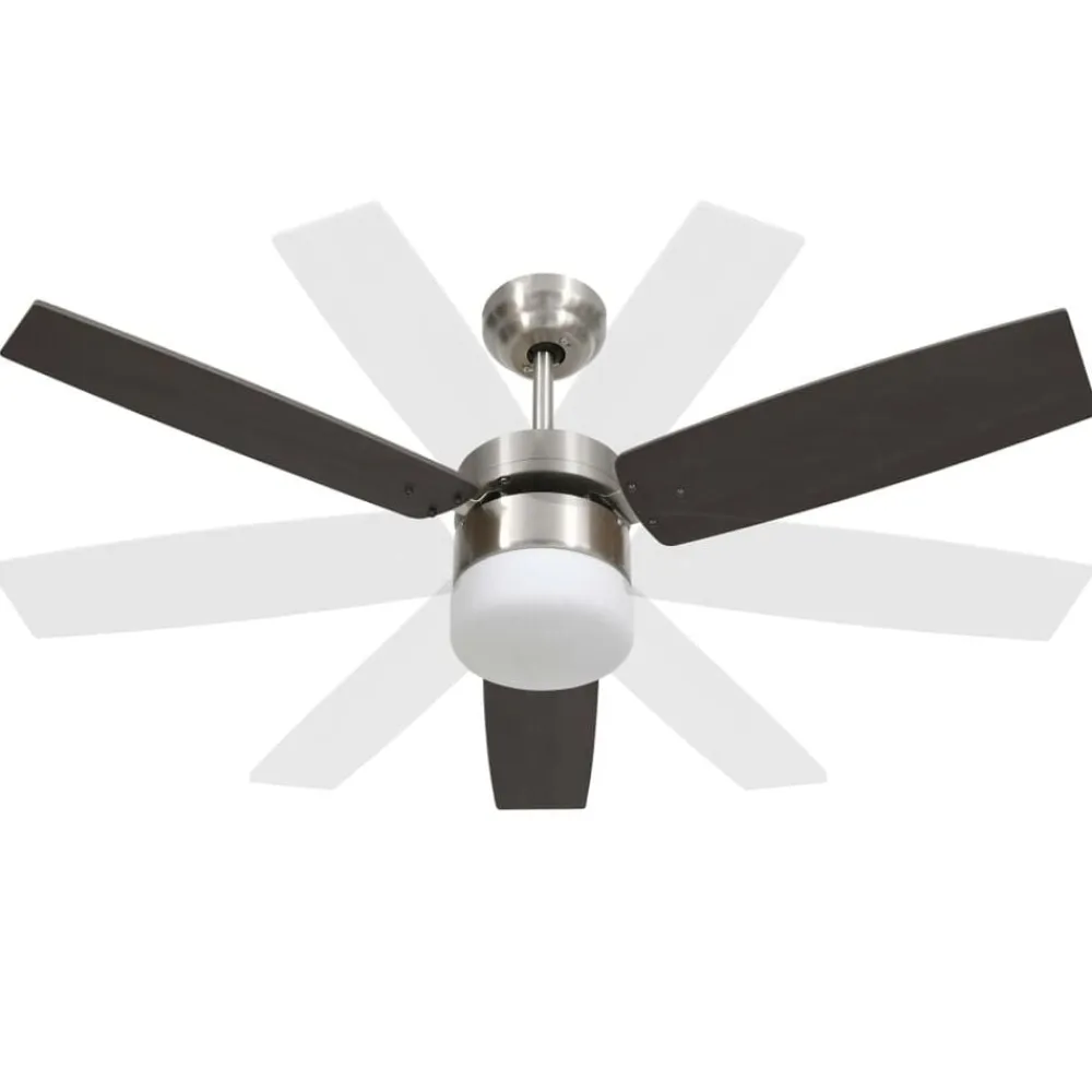 vidaXL Ventilador de techo con luz con mando marrón oscuro 108 cm Marrón oscuro Online