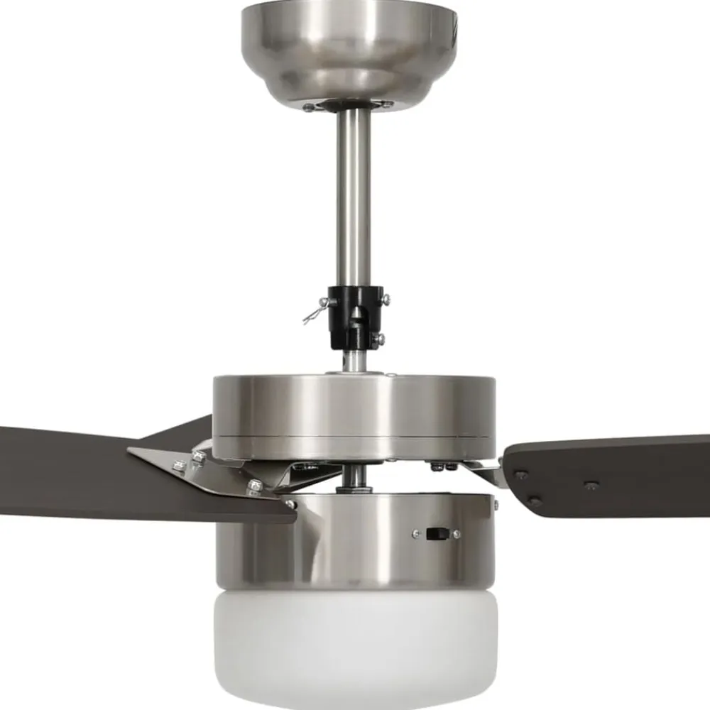 vidaXL Ventilador de techo con luz con mando marrón oscuro 108 cm Marrón oscuro Online