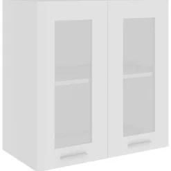 vidaXL Armarios Y Almacenamiento-Vitrina colgante de madera de ingeniería "Lyon" blanca 60x31x60 cm