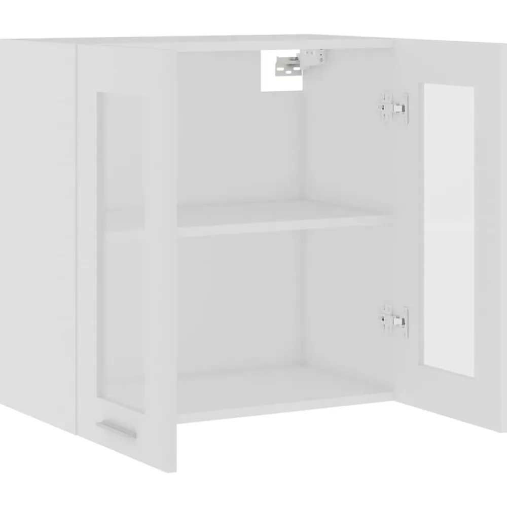 vidaXL Armarios Y Almacenamiento-Vitrina colgante de madera de ingeniería "Lyon" blanca 60x31x60 cm