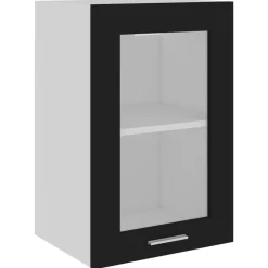 vidaXL Vitrina colgante de madera maciza "Lyon", color , 40 x 31 x 60 cm Negro New