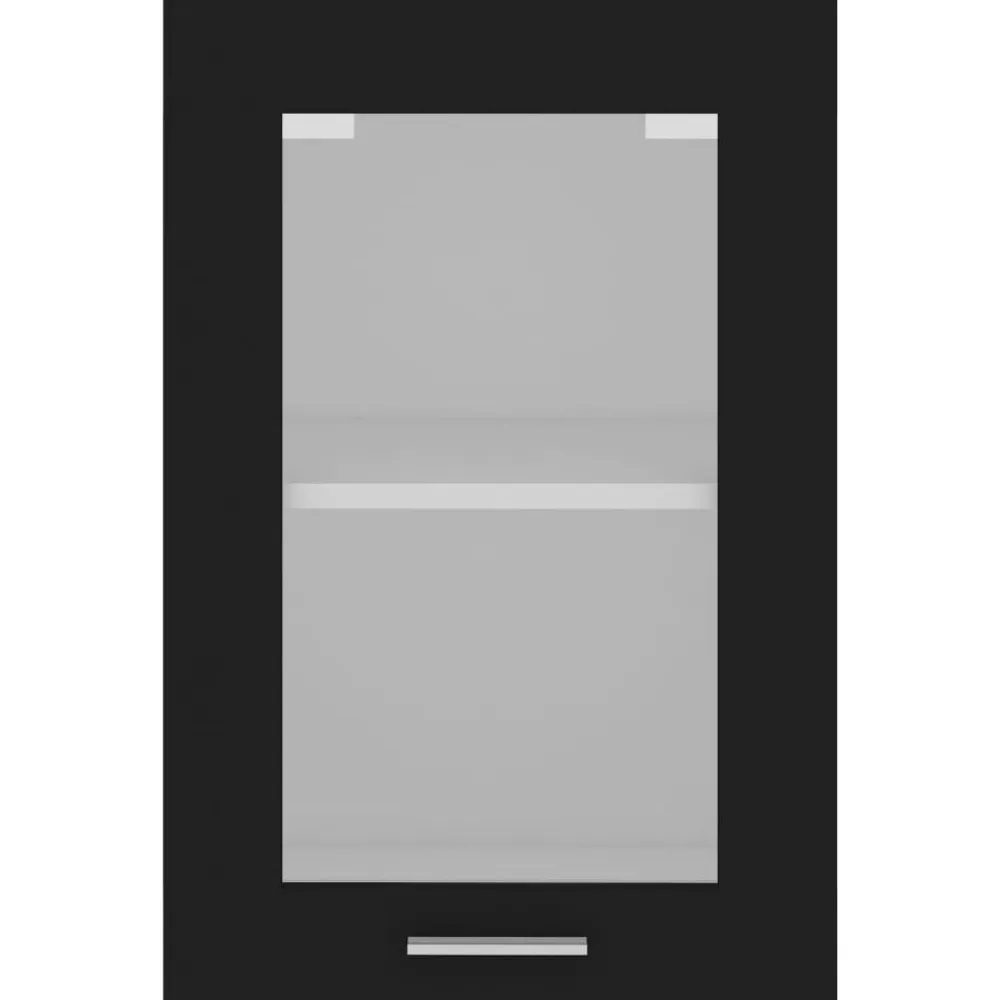vidaXL Vitrina colgante de madera maciza "Lyon", color , 40 x 31 x 60 cm Negro New