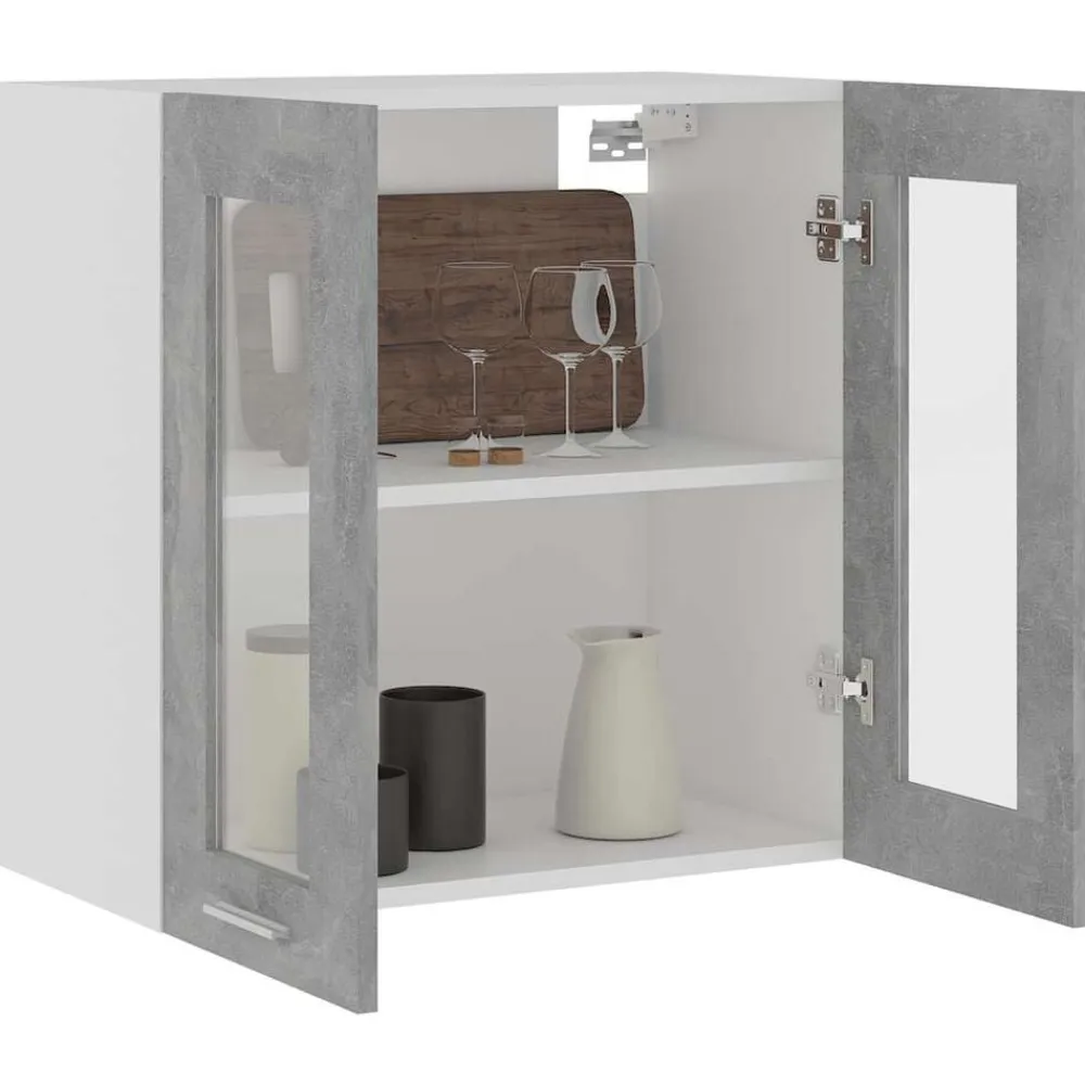 vidaXL Vitrina colgante "Lyon" de, gris hormigón, 60x31x60 cm, madera de ingeniería Gris hormigón Online