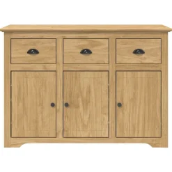 vidaXL Armarios Y Almacenamiento-Vitrina con cajón BODO Marrón miel 115,5 x 44 x 80 cm