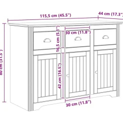 vidaXL Armarios Y Almacenamiento-Vitrina con cajón BODO Marrón miel 115,5 x 44 x 80 cm