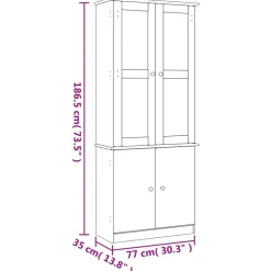 vidaXL Vitrina de cristal ALTA madera maciza de pino 77x35x186,5 cm Natural Online