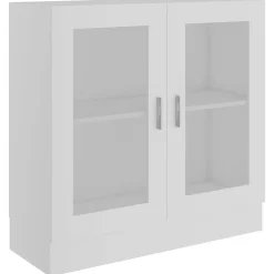 vidaXL Vitrina de madera contrachapada 82,5x30,5x80 cm Blanco