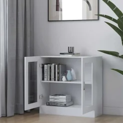 vidaXL Vitrina de madera contrachapada 82,5x30,5x80 cm Blanco
