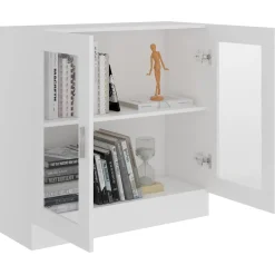 vidaXL Vitrina de madera contrachapada 82,5x30,5x80 cm Blanco