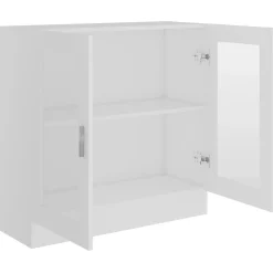 vidaXL Vitrina de madera contrachapada 82,5x30,5x80 cm Blanco