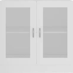 vidaXL Vitrina de madera contrachapada 82,5x30,5x80 cm Blanco