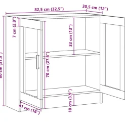 vidaXL Vitrina de madera contrachapada 82,5x30,5x80 cm Blanco