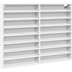 vidaXL Estanterías-Vitrina de madera ingeniería blanca 100x8,5x75 cm