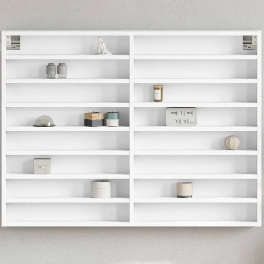vidaXL Estanterías-Vitrina de madera ingeniería blanca 100x8,5x75 cm