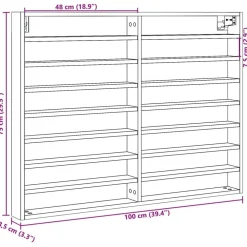 vidaXL Estanterías-Vitrina de madera ingeniería blanca 100x8,5x75 cm