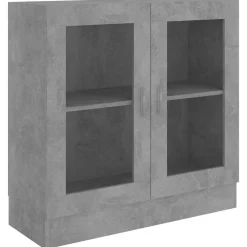 vidaXL Vitrina de madera contrachapada gris hormigón 82,5x30,5x80 cm Gris hormig&oacute;n Online