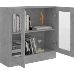 vidaXL Vitrina de madera contrachapada gris hormigón 82,5x30,5x80 cm Gris hormig&oacute;n Online