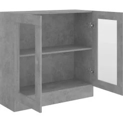 vidaXL Vitrina de madera contrachapada gris hormigón 82,5x30,5x80 cm Gris hormig&oacute;n Online