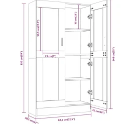 vidaXL Estanterías-Vitrina madera contrachapada 82,5x30,5x150 cm