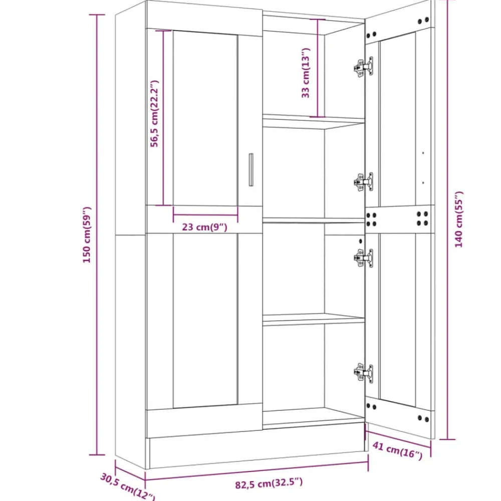 vidaXL Estanterías-Vitrina madera contrachapada 82,5x30,5x150 cm