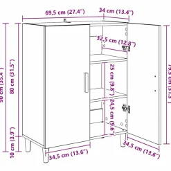 vidaXL Armarios Y Almacenamiento-Vitrina 70 x 34 x 90 cm Madera contrachapada