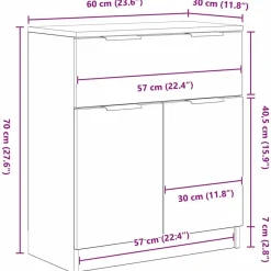 vidaXL Armarios Y Almacenamiento-Vitrina 60 x 30 x 70 cm Madera contrachapada