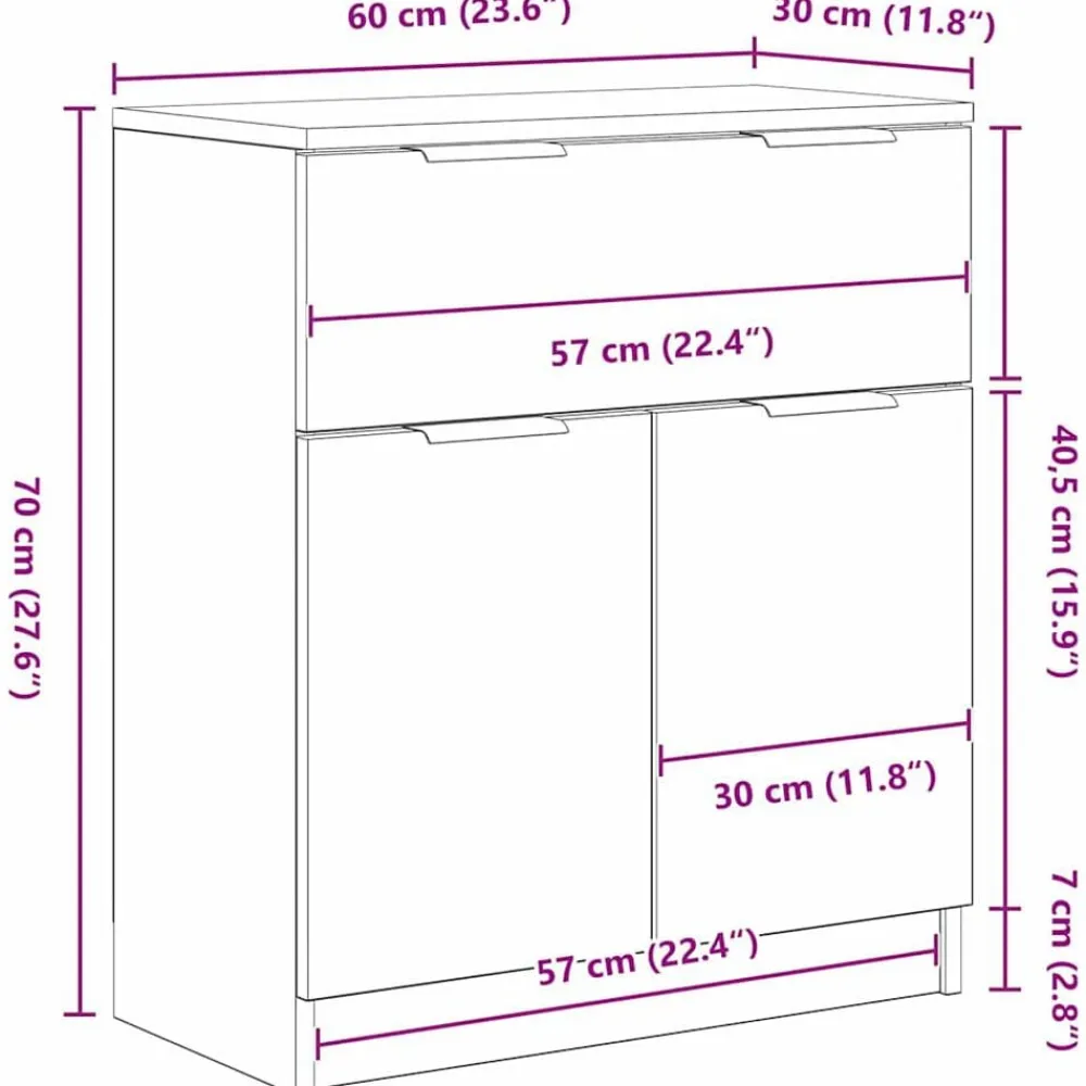 vidaXL Armarios Y Almacenamiento-Vitrina 60 x 30 x 70 cm Madera contrachapada