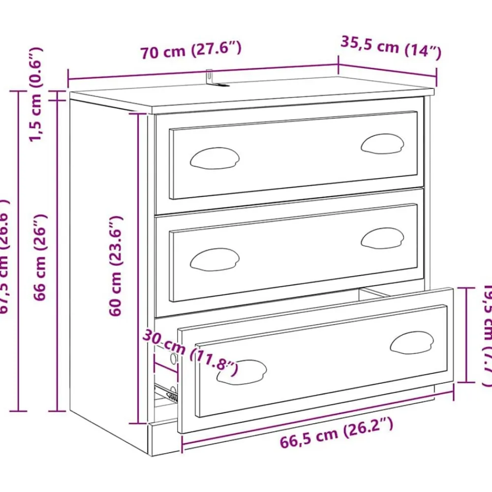 vidaXL Armarios Y Almacenamiento-Vitrina 70 x 35,5 x 67,5 cm Madera contrachapada